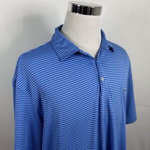 Vineyard Vines 2XL On The Go Sankaty Golf Polo Shirt Blue Striped Poly Blend